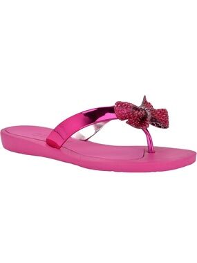 Guess Women's Hot Pink Bow Flip Flop Sandals